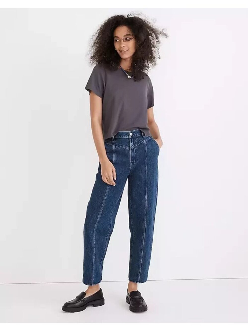 Madewell Women’s Balloon Jeans Size 31 Actual 34 100% Cotton High Rise Cropped